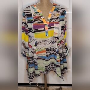 V. Christina Colorful Striped Women's Blouse Size XL